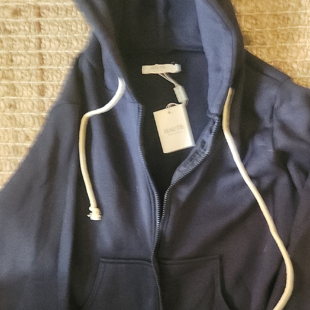 Comfy Casual Navy Women's Knee Length Zip-Up Hoodie - Picture 3 of 5